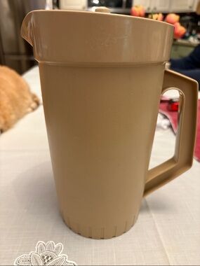 Vintage Tupperware Tan Plastic Pitcher with Handle